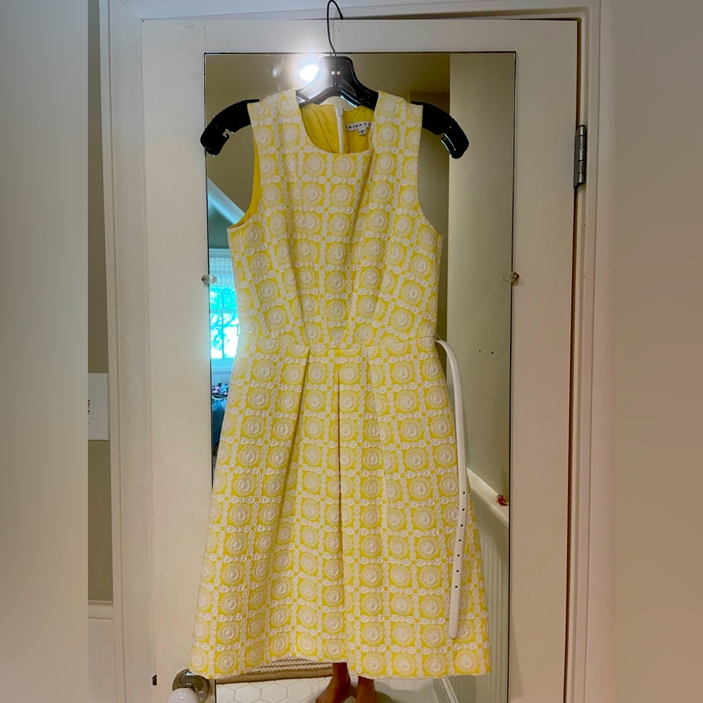 Trina Turk yellow and white tea dress